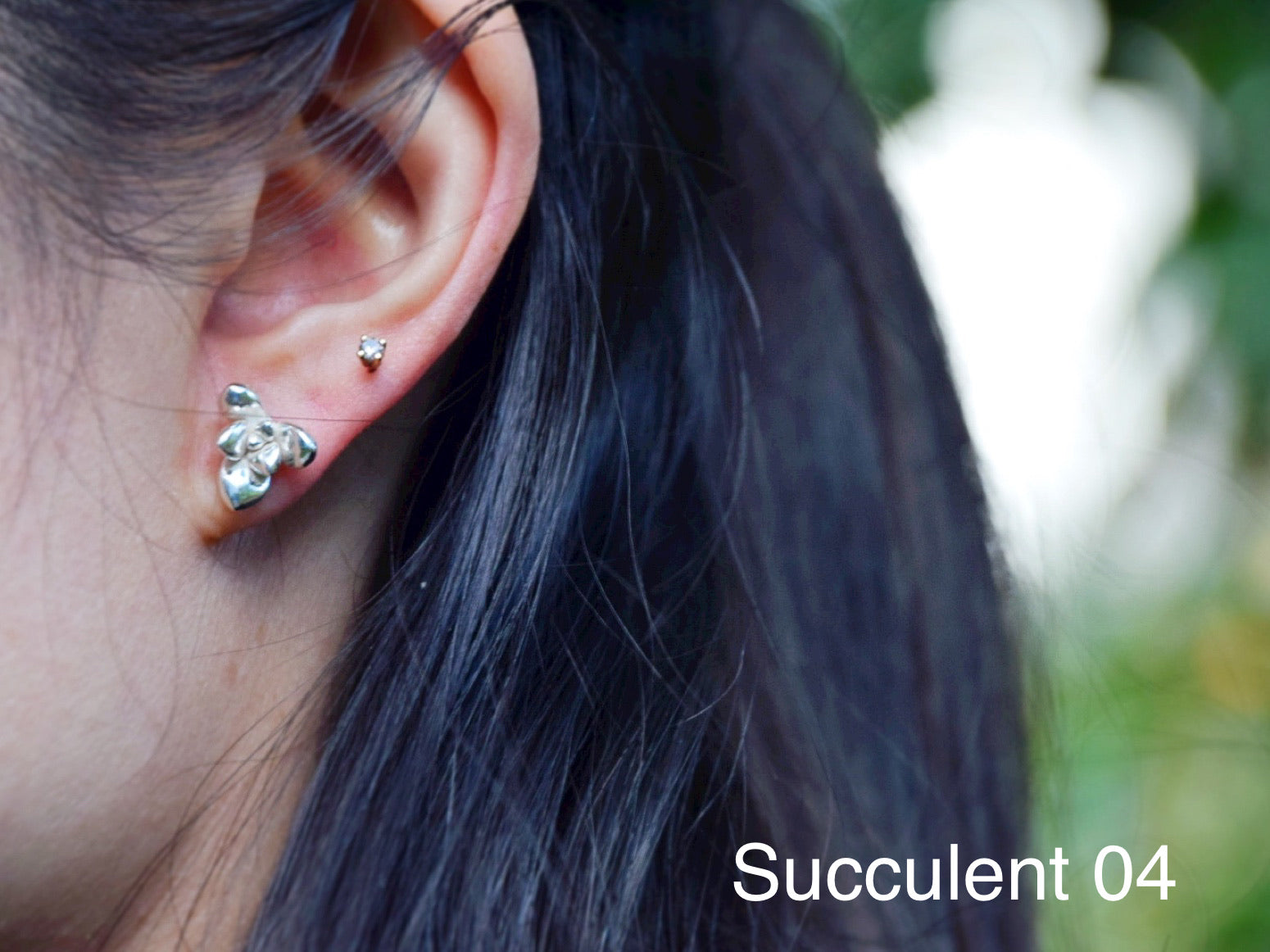front-back succulent earrings Succulent Earrings – Girl with an earring